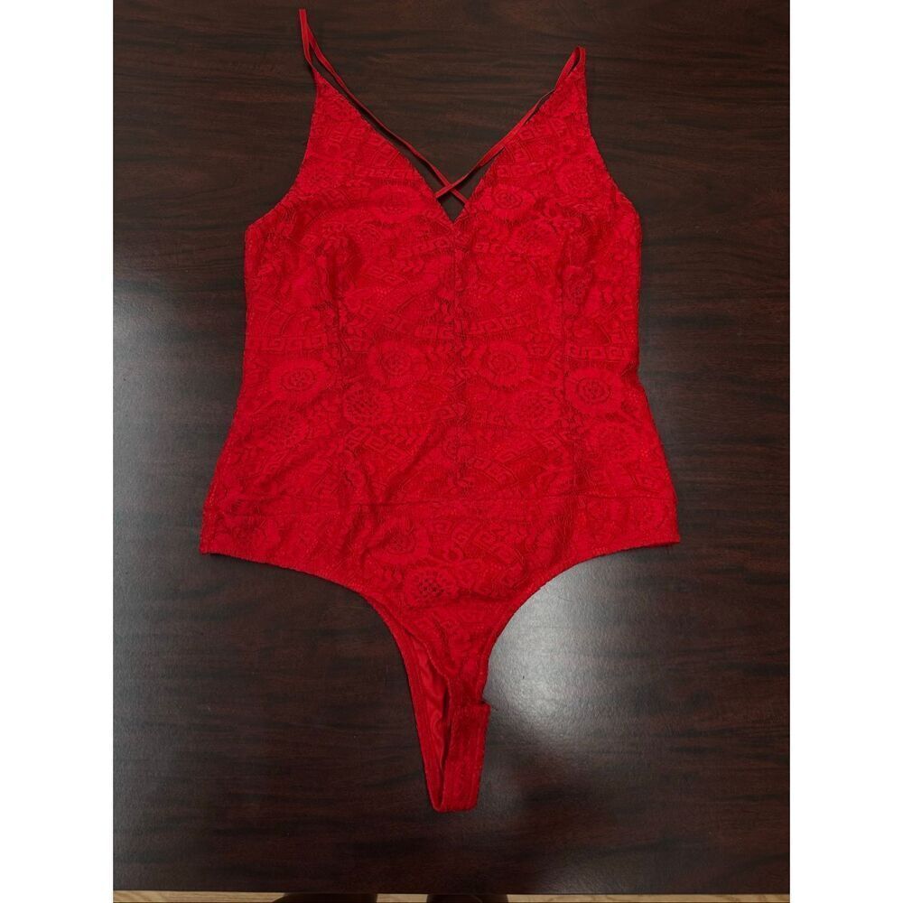 Windsor Red Lace Bodysuit Size Large